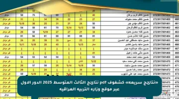 «نتائج سريعة» كشفوف pdf نتائج الثالث المتوسط 2025 الدور الأول عبر موقع وزارة التربية العراقية